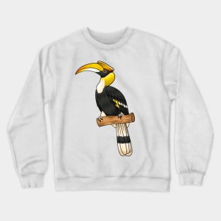 Great hornbill bird cartoon illustration Crewneck Sweatshirt